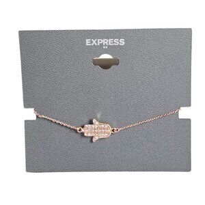 Express Women's Hamsa Rose Gold Plated Rhinestone Bracelet NWT